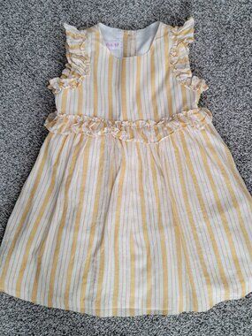 Bonnie Baby Yellow & White Striped Lined Dress 24 months